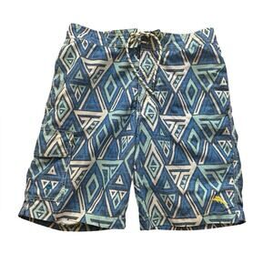 Tommy Bahama 8” Board Shorts Mesh Brief Liner Pockets Blue Swim Trunks Size S